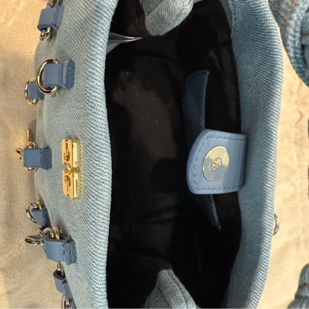 Ganni Mini Bou Denim Clutch & Crossbody Bag with Charms - Picture 12 of 12